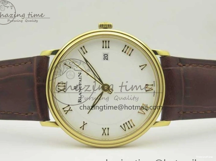0318 WellDesigned Villeret 6651 YG ZF 1:1 Best Edition White Dial on Brown Leather Strap A 8000